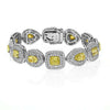 EXTRA LARGE 15.94CT WHITE & FANCY YELLOW DIAMOND 18K 2 TONE GOLD TENNIS BRACELET