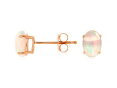 ESTATE 1.0CT AAA OPAL 14KT ROSE GOLD 3D CLASSIC OVAL 4 PRONG STUD EARRINGS