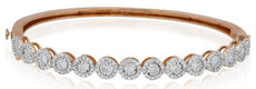 1.66CT DIAMOND 14KT ROSE GOLD 3D MULTI FLOWER SEMI ETERNITY CUFF BANGLE BRACELET