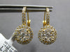 LARGE .82CT DIAMOND 18KT YELLOW GOLD ROUND CLUSTER FLOWER HALO HANGING EARRINGS