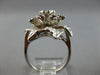 ANTIQUE LARGE .40CT AAA GARNET 14KT WHITE GOLD FLOWER SEMI MOUNT ENGAGEMENT RING