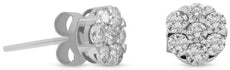 ESTATE .79CT DIAMOND 14KT WHITE GOLD 3D CLASSIC FLOWER INVISIBLE STUD EARRINGS