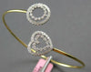 WIDE .73CT DIAMOND 18KT 2 TONE GOLD 3D HEART CRISS CROSS LOVE BANGLE BRACELET