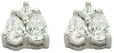 .33CT DIAMOND 14KT WHITE GOLD 3D PRINCESS & PEAR SHAPE TRIANGULAR STUD EARRINGS
