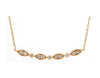 ESTATE .16CT DIAMOND 14KT YELLOW GOLD ROUND MARQUISE SHAPE FILIGREE BAR NECKLACE