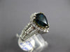 ESTATE LARGE 3.58CT DIAMOND & AAA SAPPHIRE 14K WHITE GOLD FLOWER ENGAGEMENT RING