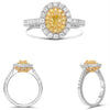 .75CT WHITE & FANCY YELLOW DIAMOND 18KT TWO TONE GOLD OVAL & ROUND CLASSIC RING