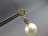 ESTATE LARGE .45CT DIAMOND & AAA SOUTH SEA PEARL 18KT YELLOW GOLD CLASSIC LEAF EARRINGS