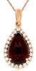 2.14CT DIAMOND & AAA GARNET 14KT ROSE GOLD CABOCHON TEAR DROP FLOATING PENDANT