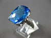 EXTRA LARGE 12.0CT DIAMOND & AAA BLUE TOPAZ 14KT WHITE GOLD CUSHION & ROUND RING