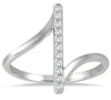 ESTATE .13CT DIAMOND 14KT WHITE GOLD 3D CLASSIC BAR CRISS CROSS LOVE RING