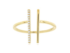ESTATE .05CT DIAMOND 14KT YELLOW GOLD CLASSIC DOUBLE BAR FUN LOVE RING