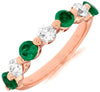 ESTATE 1.45CT DIAMOND & AAA EMERALD 14K ROSE GOLD 7 STONE ROUND ANNIVERSARY RING