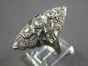 ANTIQUE LARGE ART DECO .71CT OLD MINE DIAMOND & AAA SAPPHIRE PLATINUM RING 27762