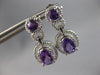 2.25CT DIAMOND & AAA AMETHYST 14KT WHITE GOLD OVAL & ROUND HALO HANGING EARRINGS