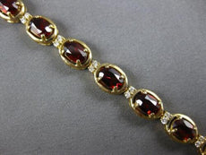 10.71CT DIAMOND & AAA GARNET 14KT YELLOW GOLD 3D OVAL & ROUND TENNIS BRACELET