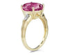 LARGE 4.0CT DIAMOND & AAA PINK TOPAZ 14KT YELLOW GOLD OVAL & ROUND BAMBOO RING