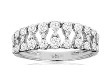 .75CT DIAMOND 14KT WHITE GOLD ROUND SEMI ETERNITY PEAR SHAPE ANNIVERSARY RING