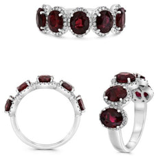 4.25CT DIAMOND & AAA RUBY PLATINUM 3D OVAL & ROUND 5 STONE HALO CLASSIC RING