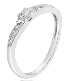 .15CT DIAMOND 14KT WHITE GOLD 7 STONE SOLITAIRE DIAGINAL FRIENDSHIP LOVE RING