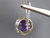 EXTRA LARGE 6.17CT DIAMOND & AAA AMETHYST 14K WHITE GOLD HALO LEVERBACK EARRINGS