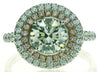 CERTIFIED LARGE 2.44CT WHITE PINK & GREEN DIAMOND 18KT WHITE ROSE GOLD HALO RING