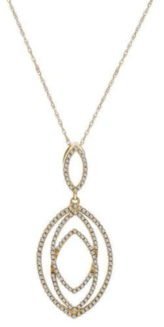 .43CT DIAMOND 14K YELLOW GOLD 3D MULTI LEAF LOVE KNOT TEAR DROP FLOATING PENDANT
