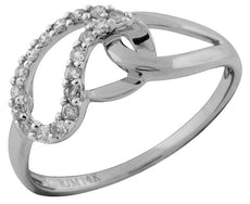 ESTATE .20CT DIAMOND 14KT WHITE GOLD 3D CLASSIC ROUND LOVE KNOT FUN RING