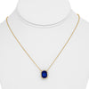LARGE 4.42CT DIAMOND & AAA SAPPHIRE 14KT YELLOW GOLD CUSHION SOLITAIRE NECKLACE