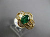 ESTATE LARGE 2.16CT DIAMOND & AAA EMERALD 18K YELLOW GOLD FLOWER ENGAGEMENT RING