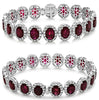 LARGE 25.62CT DIAMOND & AAA RUBY 18KT WHITE GOLD 3D OVAL & ROUND BANGLE BRACELET