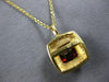 2.80CT DIAMOND & AAA GARNET 14KT YELLOW GOLD 3D CUSHION & ROUND FLOATING PENDANT