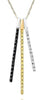 .40CT WHITE BLACK & FANCY YELLOW DIAMOND 14K WHITE GOLD 3 ROW TRIPLE BAR PENDANT