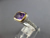 1.88CT DIAMOND & AAA AMETHYST 14K 2 TONE GOLD 3D CUSHION & ROUND FRIENDSHIP RING