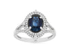 1.78CT DIAMOND & AAA SAPPHIRE 14KT WHITE GOLD 3D OVAL & ROUND DOUBLE HALO RING