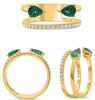 .82CT DIAMOND & AAA EMERALD 14KT YELLOW GOLD PEAR SHAPE & ROUND DOUBLE BAND RING