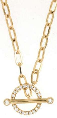 .23CT DIAMOND 14KT YELLOW GOLD 3D OVAL LINK TOGGLE CIRCLE OF LIFE LOVE NECKLACE