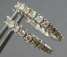 ESTATE .95CT DIAMOND 18KT WHITE GOLD 3D INSIDE OUT HUGGIE HOOP HANGING EARRINGS