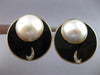 EXTRA LARGE .12CT DIAMOND & AAA PEARL & ONYX 14KT TWO TONE GOLD EARRINGS #27536