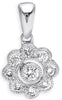 ESTATE .16CT DIAMOND 14KT WHITE GOLD 3D FLOWER OPEN FILIGREE FLOATING PENDANT