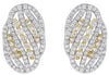 WIDE 1.11CT DIAMOND 18KT 2 TONE GOLD MULTI ROW OVAL DIAGONAL FUN HUGGIE EARRINGS
