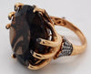 ESTATE LARGE 46.0CT DIAMOND & AAA SMOKY TOPAZ 18KT ROSE GOLD 3D SPIDER FUN RING