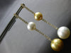 ESTATE LARGE 1.68CT DIAMOND AAA GOLDEN & WHITE SOUTH SEA PEARL 18K YELLOW GOLD EARRINGS