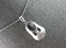ESTATE .12CT DIAMOND 14K WHITE GOLD MATTE & SHINY BABYGIRL SHOE FLOATING PENDANT