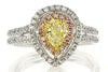 1.08CT WHITE PINK & FANCY YELLOW DIAMOND 18KT TRI COLOR GOLD 3D ENGAGEMENT RING