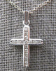 ESTATE SMALL .18CT DIAMOND 14KT WHITE GOLD 3D CLASSIC CROSS FLOATING PENDANT