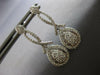 ESTATE LARGE 1.09CT DIAMOND 14K WHITE GOLD 3D CLUSTER TEAR DROP HANGING EARRINGS