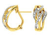 WIDE .26CT DIAMOND 14KT YELLOW GOLD CLASSIC MULTI LEAF CLIP ON HANGING EARRINGS