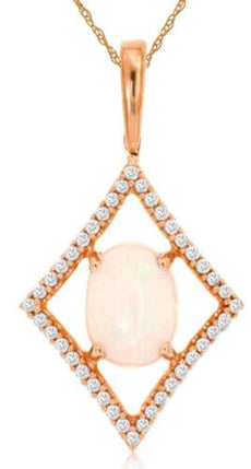 1.05CT DIAMOND & AAA OPAL 14KT ROSE GOLD 3D OVAL & ROUND GEOMETRICAL FUN PENDANT