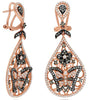 1.93CT WHITE & CHOCOLATE FANCY DIAMOND 14KT ROSE GOLD 3D BUTTERFLY FUN EARRINGS